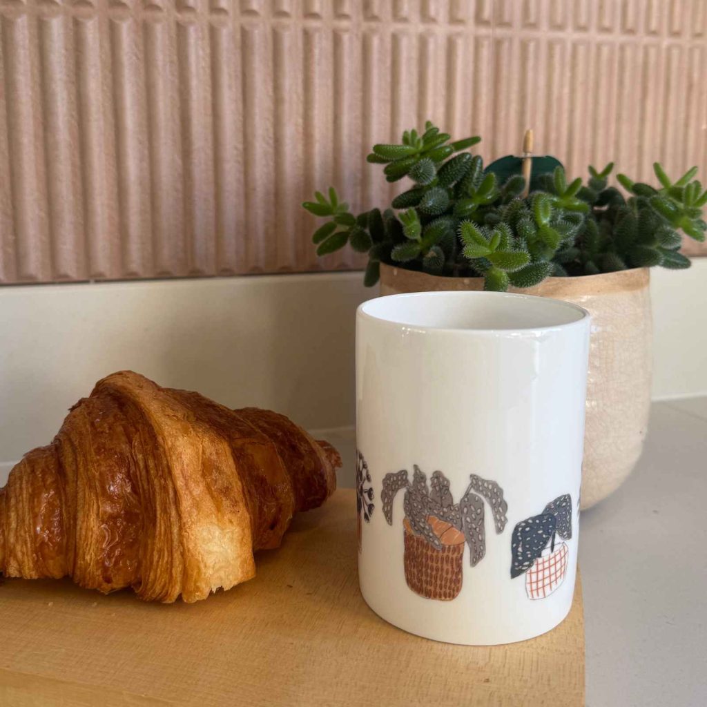 plant motif fine china mug