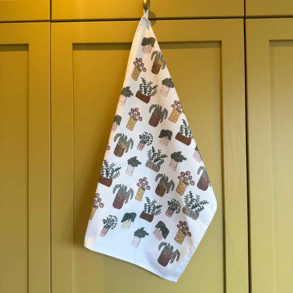 plant print tea towel