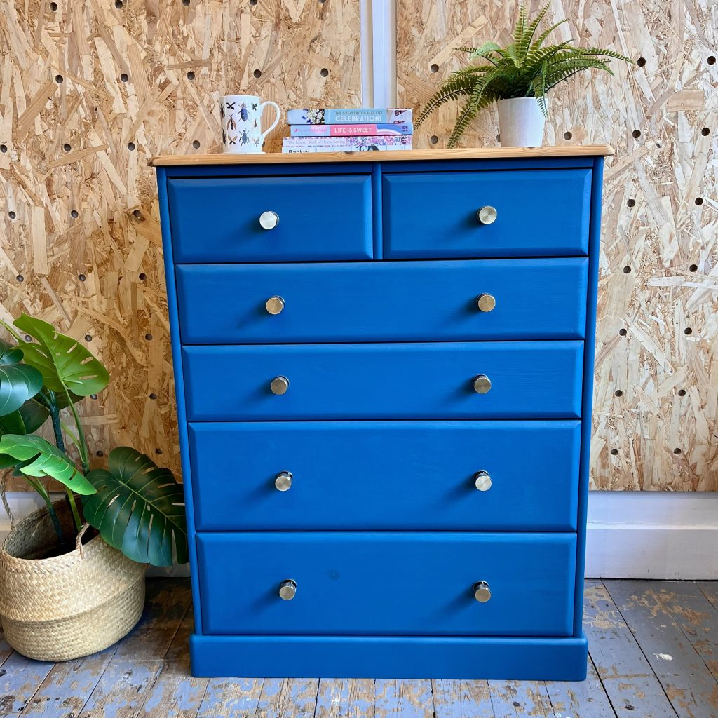 blue 2 over 4 chest of drawers