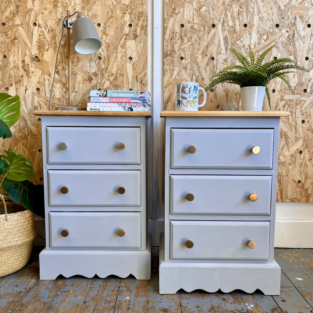 Pair of grey bedside drawers